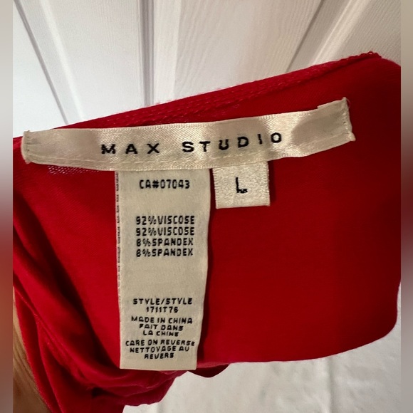 Max Studio Red Asymmetrical Top, L - Picture 3 of 3